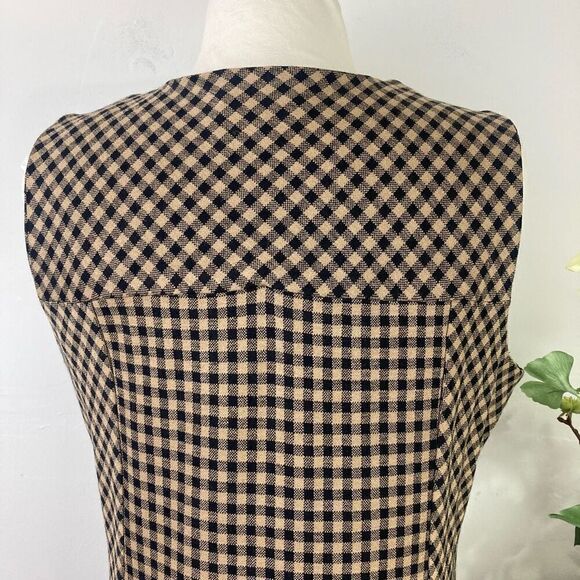 J. JILL Dress | Ponte Gingham | Camel Tan Black Checkered | Size Small - Picture 7 of 9